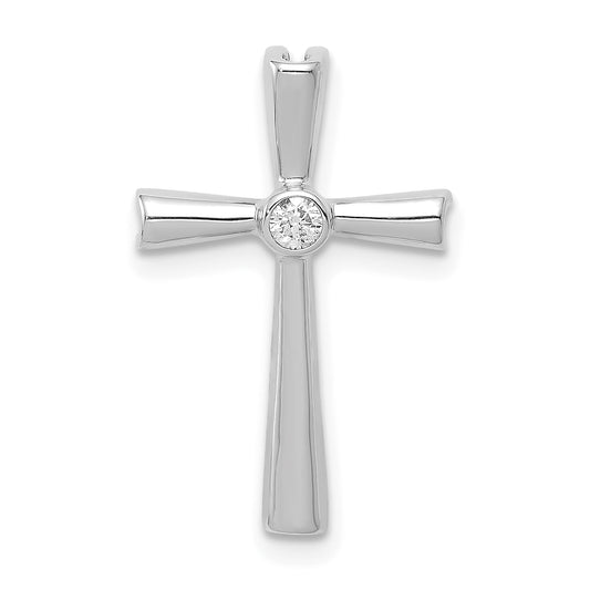 14k White Gold AA Diamond Cross Chain Slide