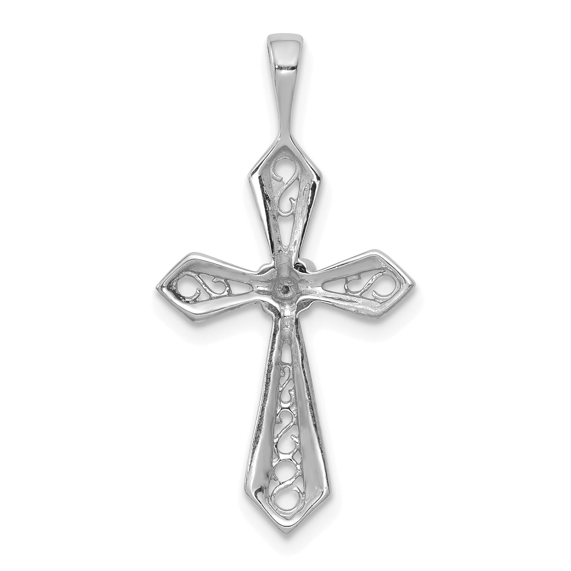14k White Gold AA Diamond Passion Cross Pendant