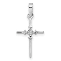 14k White Gold .01ct. Diamond Polished Cross Pendant