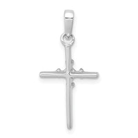 14k White Gold .01ct. Diamond Polished Cross Pendant