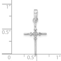14k White Gold .01ct. Diamond Polished Cross Pendant