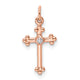 14k Rose Gold Small Diamond Budded Cross Pendant