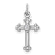 14k White Gold Small Diamond Budded Cross Pendant