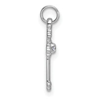 14k White Gold Small Diamond Budded Cross Pendant