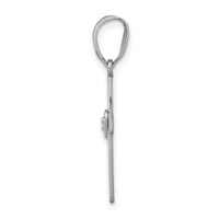 14k White Gold .01ct Diamond Heart Cross Pendant