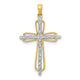 14k & Rhodium .03ct. Diamond Cross Pendant
