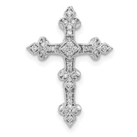 14k White Gold 1/6ct. Diamond Filigree Cross Chain Slide