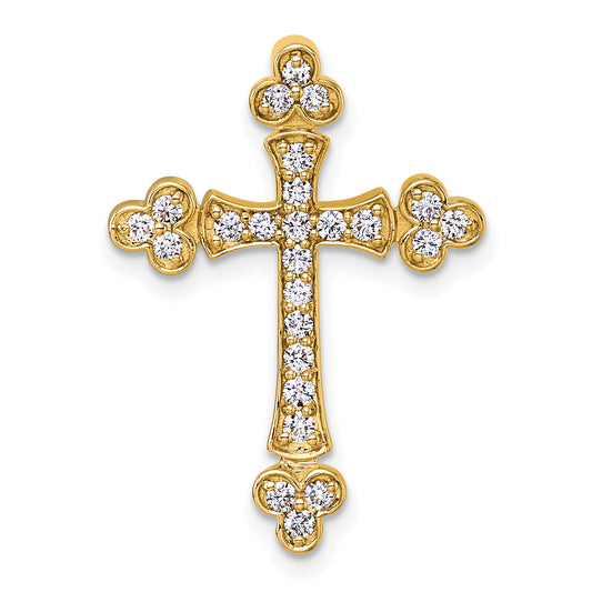 14k 1/2ct. Diamond Budded Cross Chain Slide