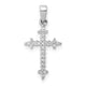 14k White Gold 1/10ct. Diamond Fleur e Lis Cross Pendant