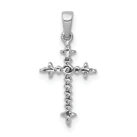 14k White Gold 1/10ct. Diamond Fleur e Lis Cross Pendant