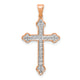 14k Rose Gold & Rhodium Diamond Cross Pendant
