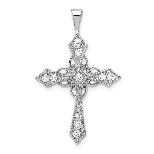 14k White Gold AA Diamond Passion Cross pendant