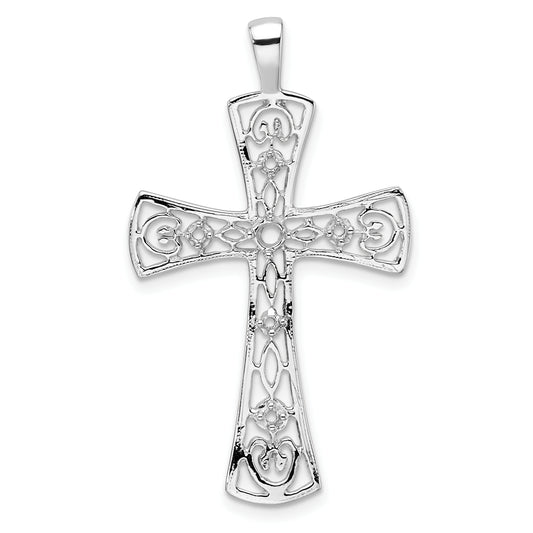 14k White Gold Fancy Cross Pendant Mounting