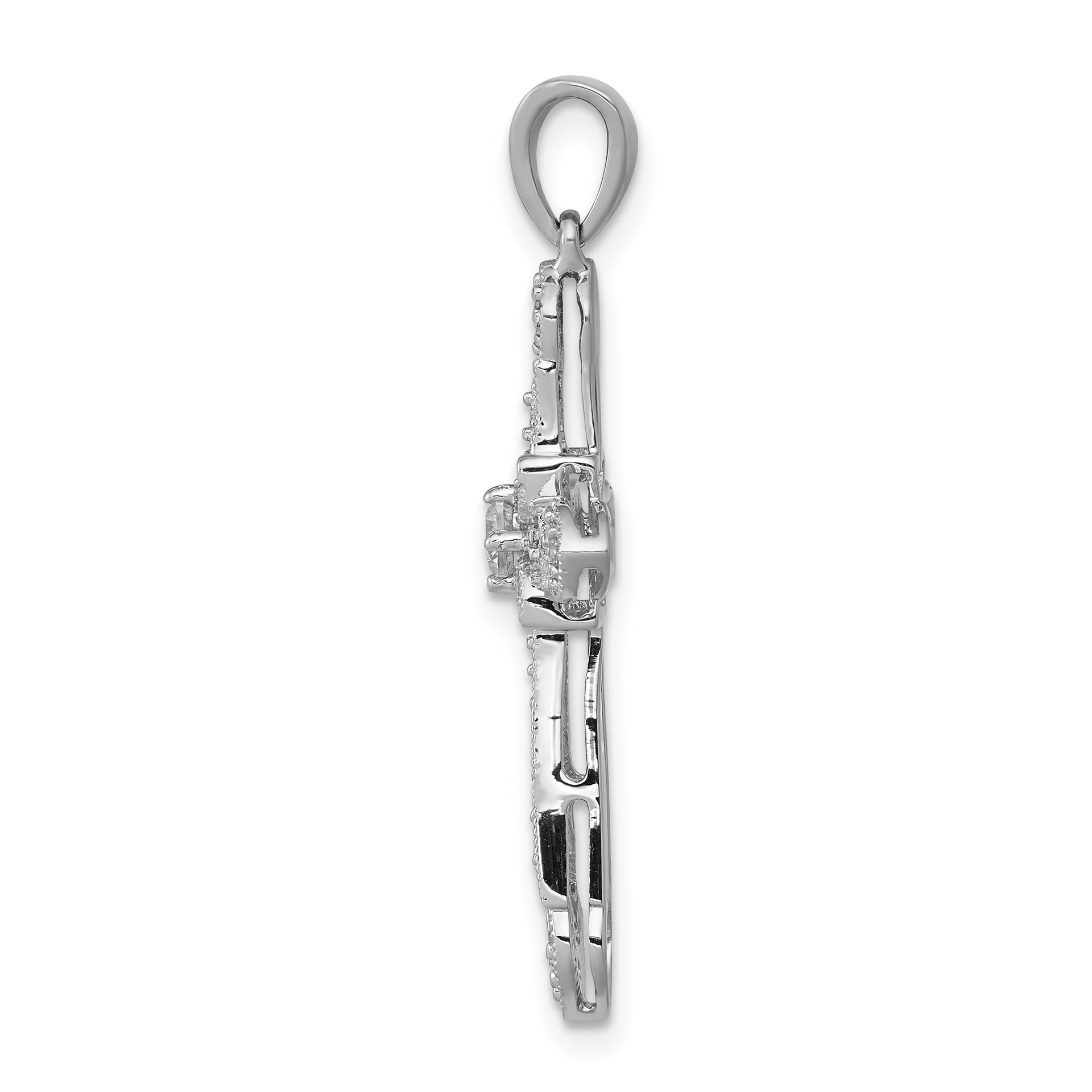 14k White Gold 1/3ct. Diamond Filigree Cross Pendant