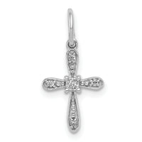 14k White Gold .03ct. Diamond Cross Charm