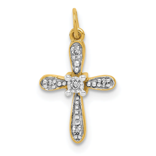 14k and Rhodium .03ct. Diamond Cross Charm