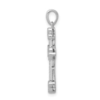 14k White Gold 1/10ct. Diamond Filigree Budded Cross Pendant