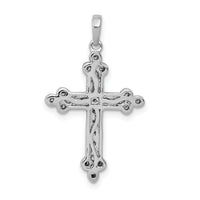 14k White Gold 1/10ct. Diamond Filigree Budded Cross Pendant