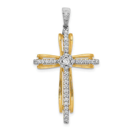 14k Two-tone 1/3ct. Diamond Passion Cross Pendant