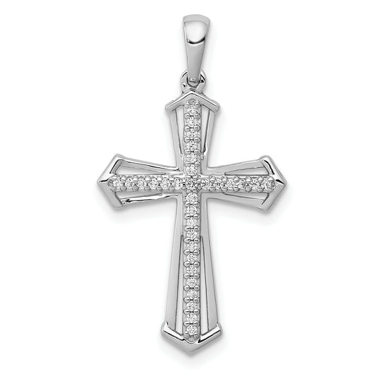 14k White Gold 1/8ct. Diamond Passion Cross Pendant