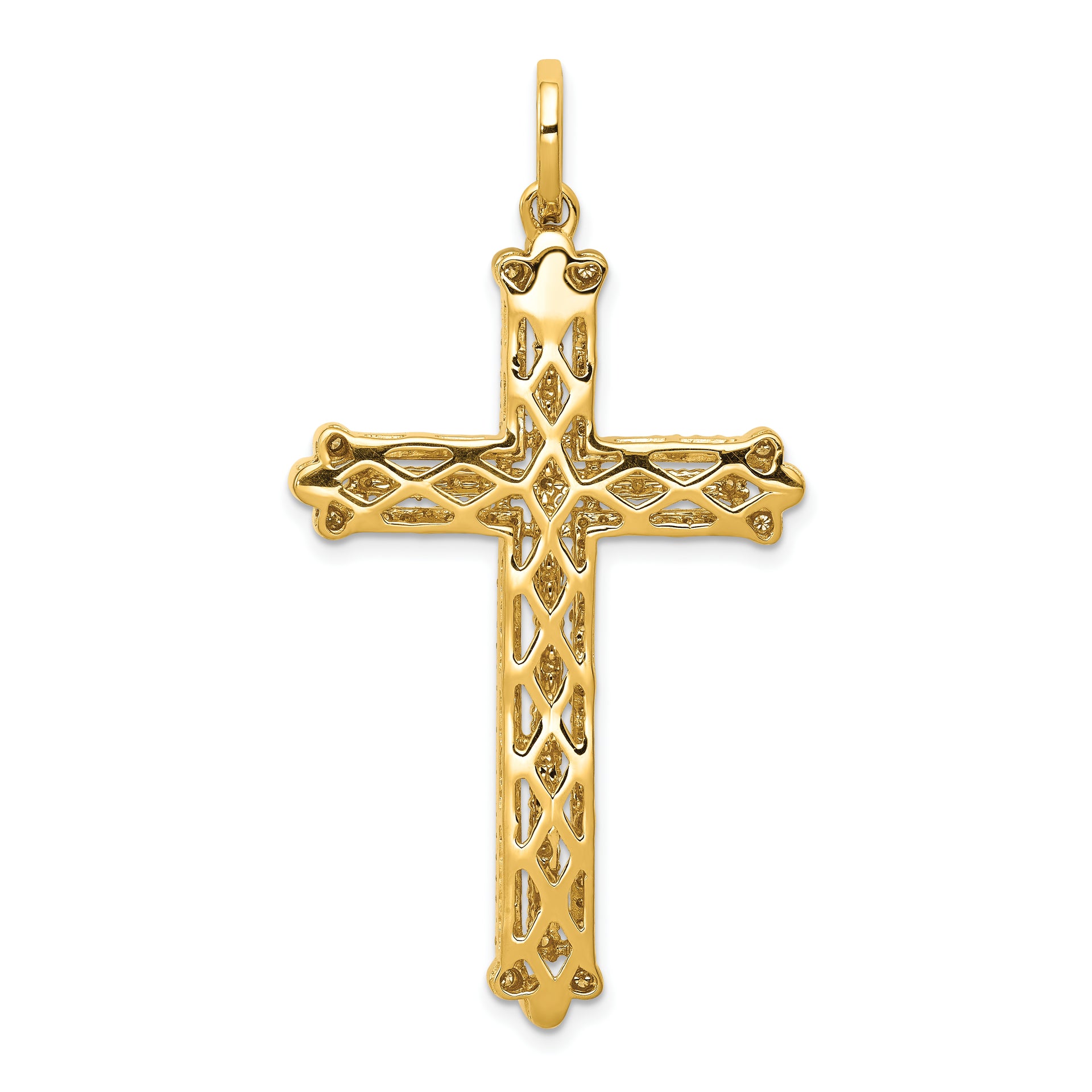 14k Diamond Budded Cross Pendant