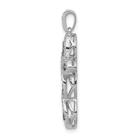 14k White Gold White and Blue Diamond Cross Pendant