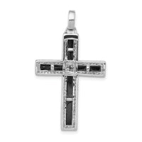 14k White Gold 1/3ct. Diamond and Onyx Cross Pendant