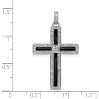 14k White Gold 1/3ct. Diamond and Onyx Cross Pendant