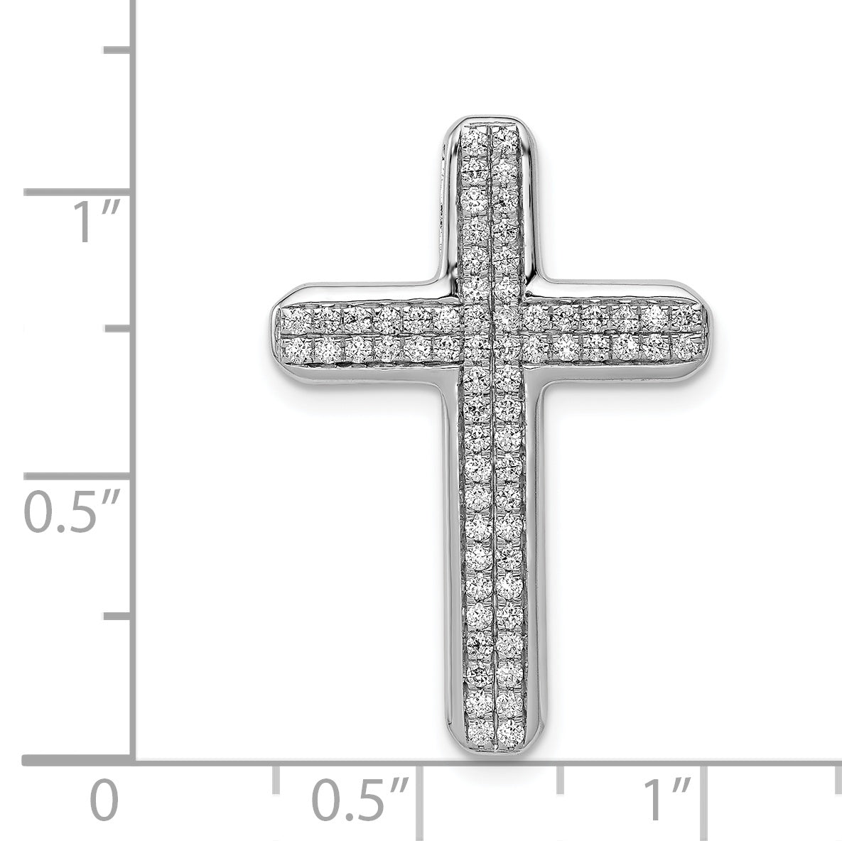 14k White Gold 1/2ct. Diamond Latin Cross Chain Slide