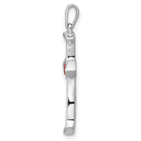 14k White Gold Ruby and Diamond Heart Cross Pendant