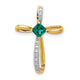 14k w/Rhodium Lab Created Emerald and Diamond Cross Slide