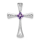14k White Gold Amethyst and Diamond Cross Chain Slide