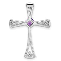 14k White Gold Amethyst and Diamond Cross Chain Slide