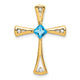 14k Blue Topaz and Diamond Cross Chain Slide