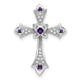 14k White Gold Amethyst and Diamond Fleur de Lis Cross Chain Slide