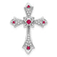 14k White Gold Ruby and Diamond Fleur de Lis Cross Chain Slide