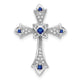 14k White Gold Sapphire and Diamond Fleur de Lis Cross Chain Slide