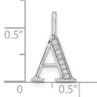14K White Gold Diamond Letter A Initial Pendant