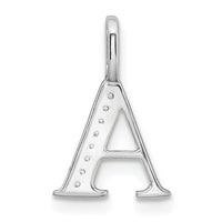 14K White Gold Diamond Letter A Initial Pendant