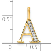 14K Diamond Letter A Initial Pendant