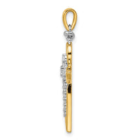 14k Two-tone Polished Diamond Cross