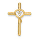 14k Polished Cross with Heart Diamond Chain Slide