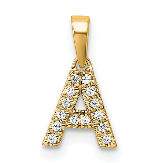 14K  Diamond Letter A Initial with Bail Pendant