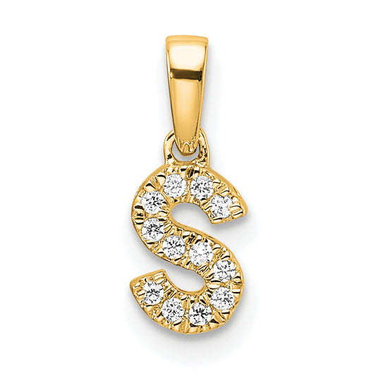 14K  Diamond Letter S Initial with Bail Pendant