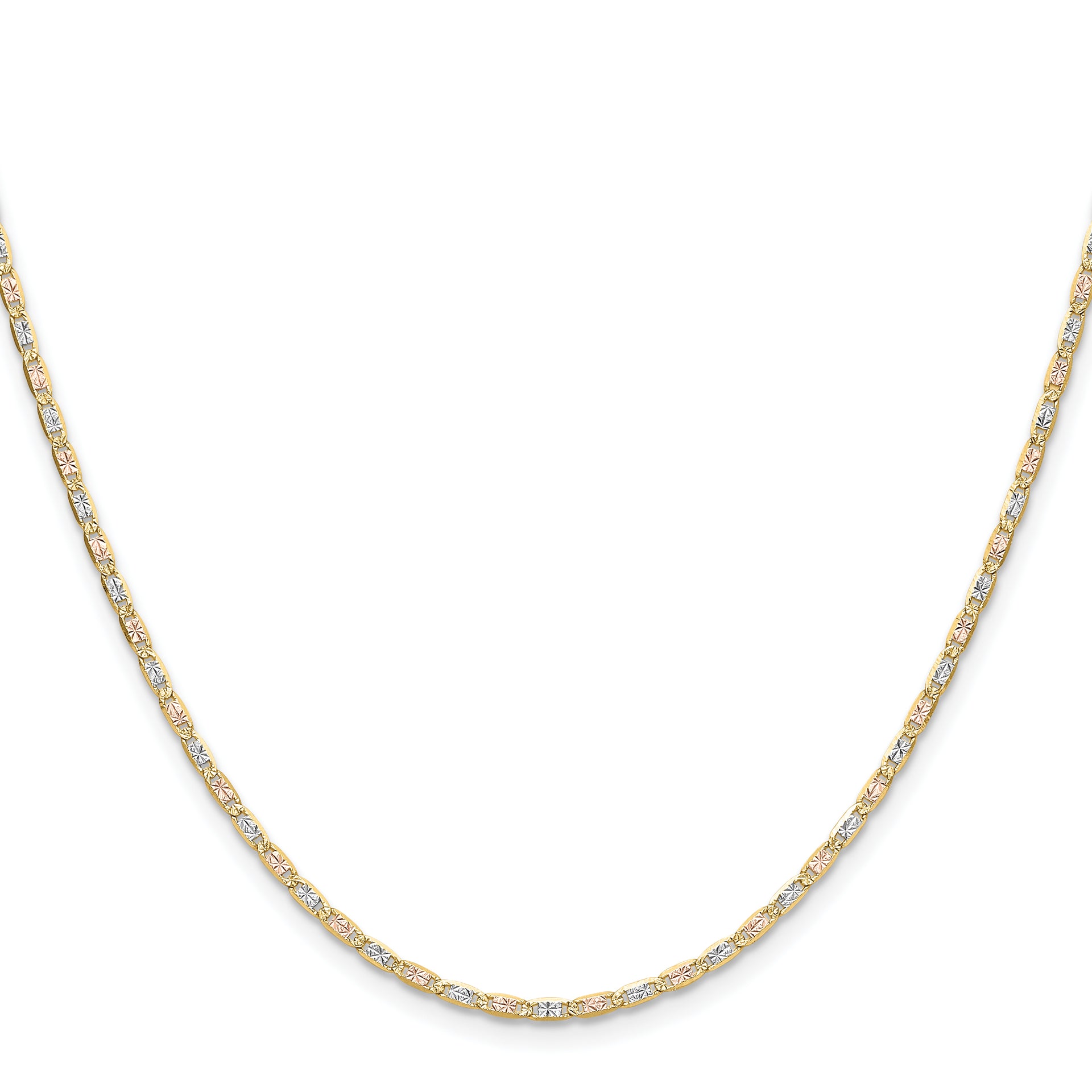 14k 2.0mm Tri-color Gold PavÃ© Valentino Chain