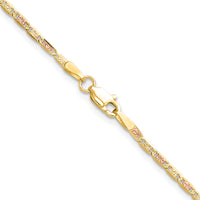 14k 2.0mm Tri-color Gold PavÃ© Valentino Chain