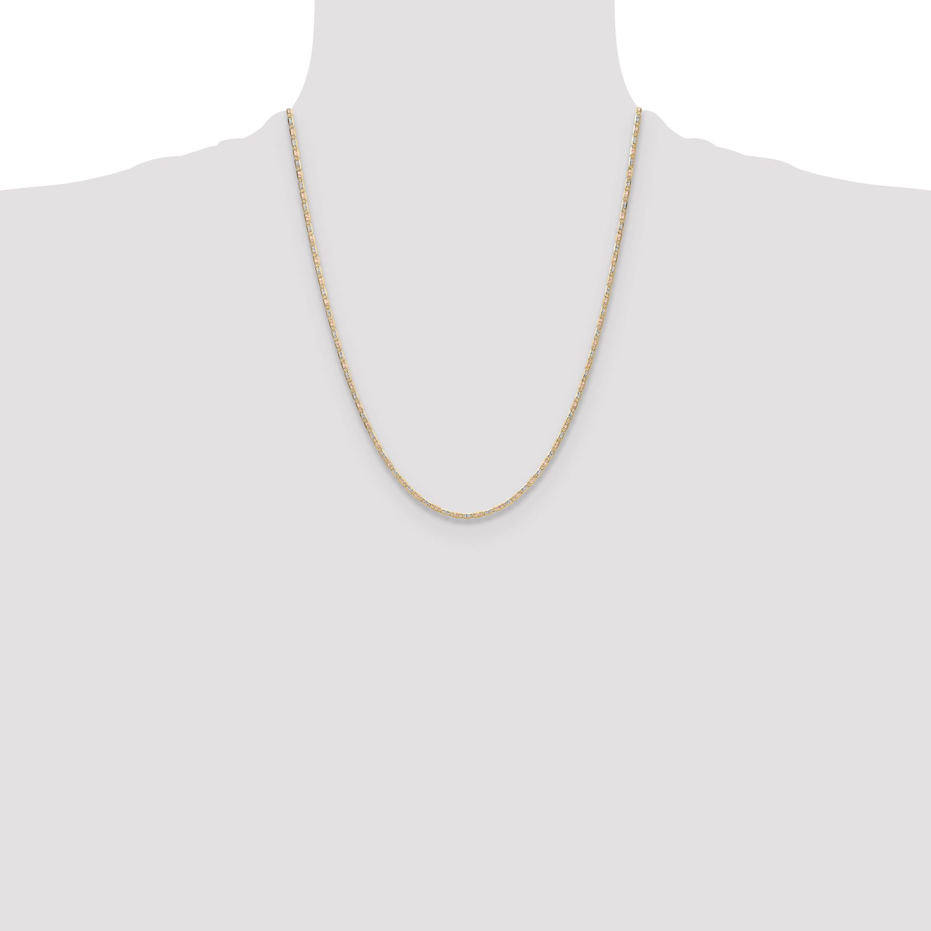 14k 2.0mm Tri-color Gold PavÃ© Valentino Chain