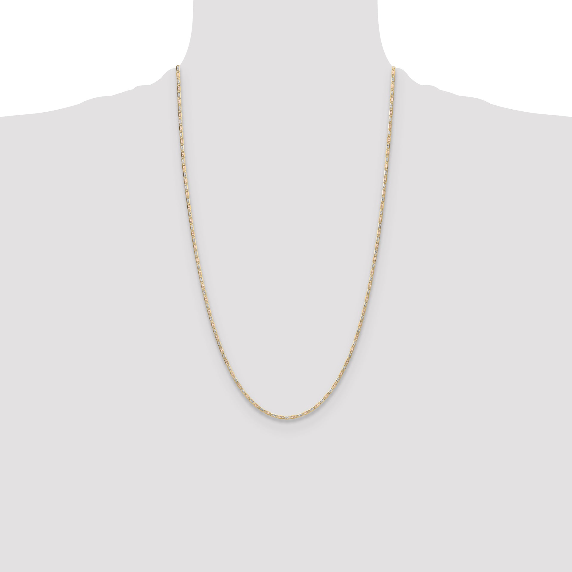 14k 2.0mm Tri-color Gold PavÃ© Valentino Chain