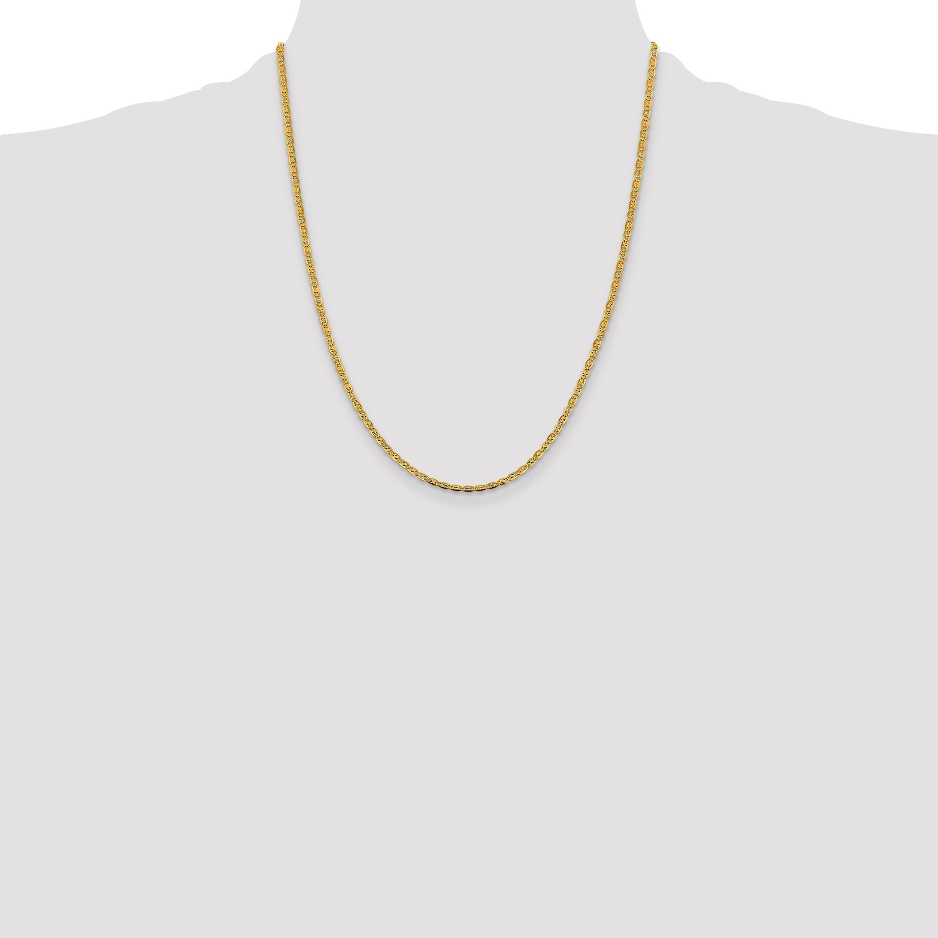 14k 2.75mm Tri-color Gold PavÃ© Valentino Chain