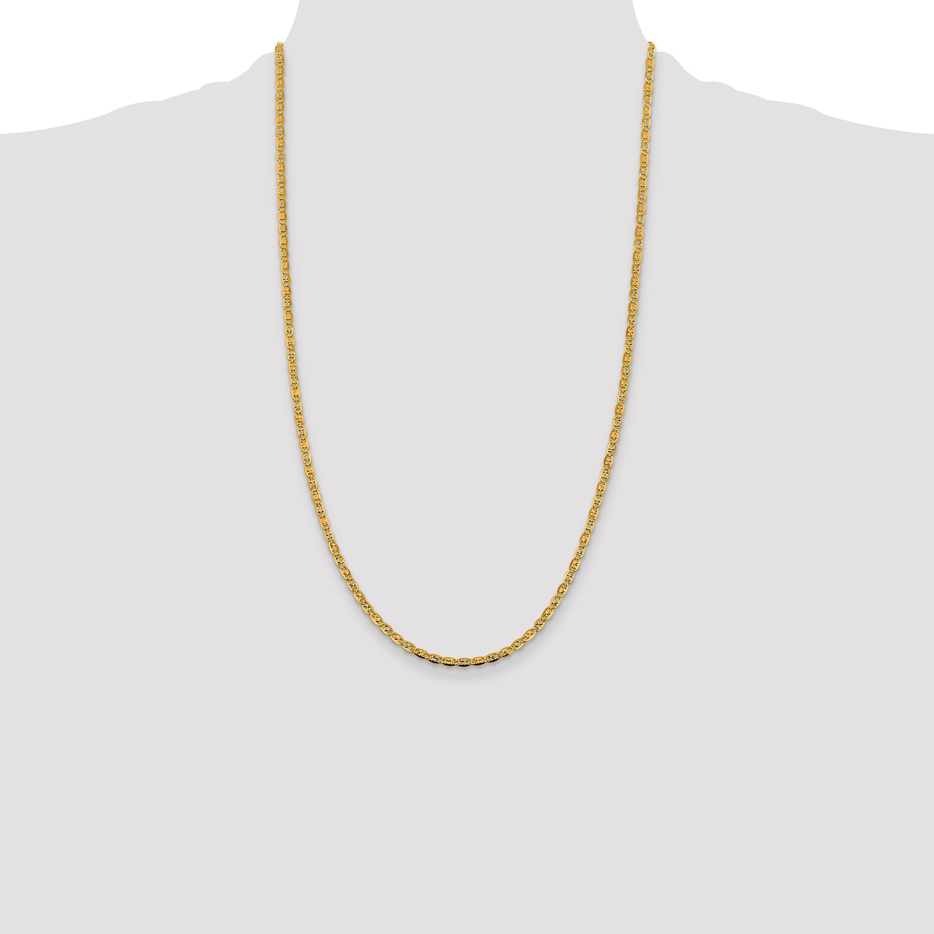 14k 2.75mm Tri-color Gold PavÃ© Valentino Chain